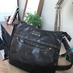 Roots leather shoulder bag